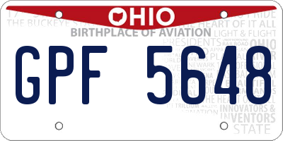 OH license plate GPF5648