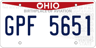 OH license plate GPF5651