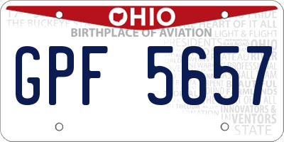 OH license plate GPF5657