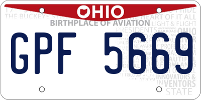 OH license plate GPF5669