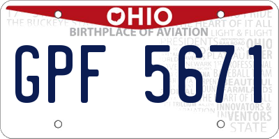 OH license plate GPF5671