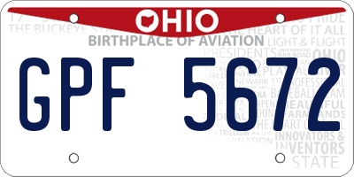 OH license plate GPF5672