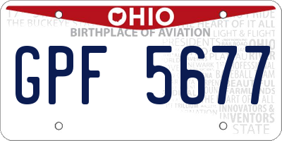 OH license plate GPF5677