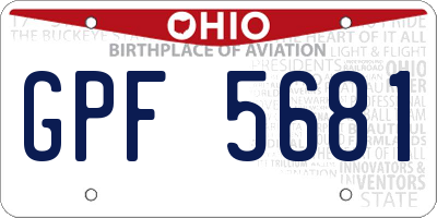 OH license plate GPF5681