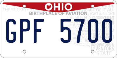 OH license plate GPF5700