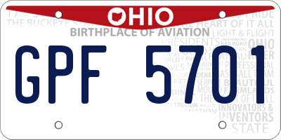 OH license plate GPF5701