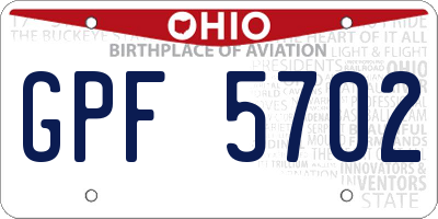 OH license plate GPF5702