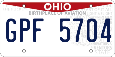 OH license plate GPF5704