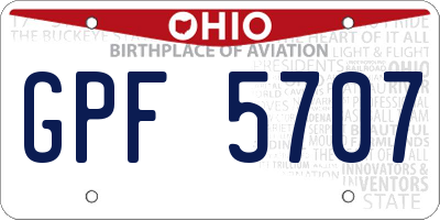 OH license plate GPF5707