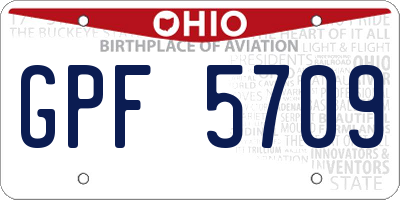 OH license plate GPF5709