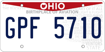 OH license plate GPF5710