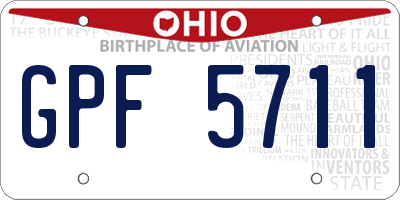 OH license plate GPF5711