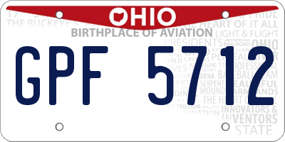 OH license plate GPF5712