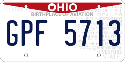 OH license plate GPF5713