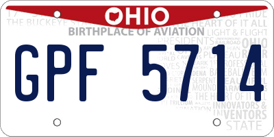 OH license plate GPF5714
