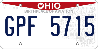 OH license plate GPF5715