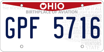 OH license plate GPF5716