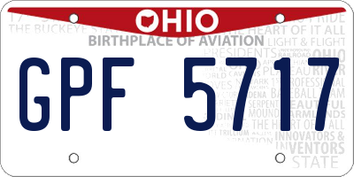 OH license plate GPF5717