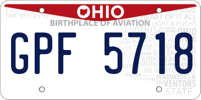 OH license plate GPF5718