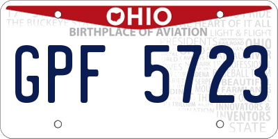 OH license plate GPF5723