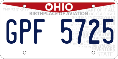 OH license plate GPF5725