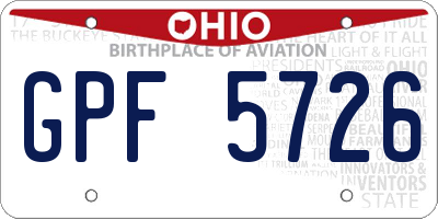 OH license plate GPF5726