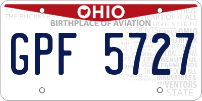 OH license plate GPF5727