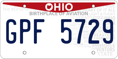 OH license plate GPF5729