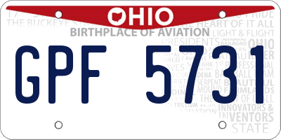 OH license plate GPF5731