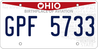 OH license plate GPF5733