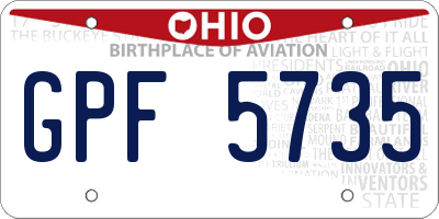 OH license plate GPF5735