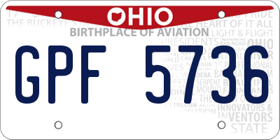 OH license plate GPF5736