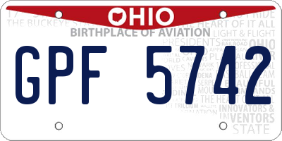 OH license plate GPF5742