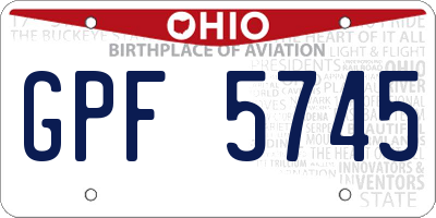OH license plate GPF5745