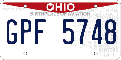 OH license plate GPF5748