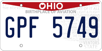 OH license plate GPF5749