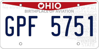 OH license plate GPF5751