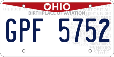 OH license plate GPF5752