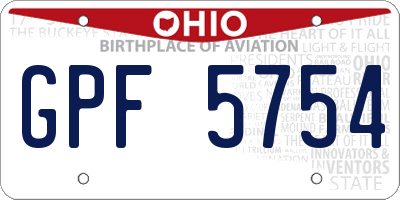 OH license plate GPF5754