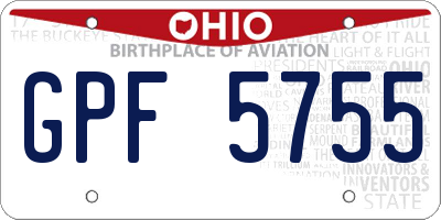 OH license plate GPF5755