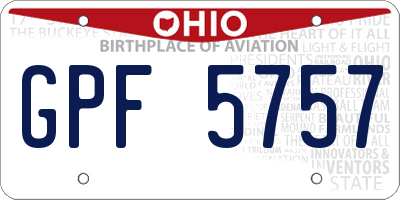OH license plate GPF5757