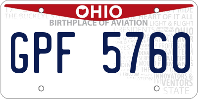 OH license plate GPF5760