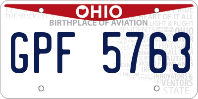 OH license plate GPF5763