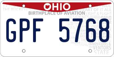 OH license plate GPF5768