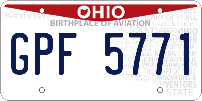 OH license plate GPF5771