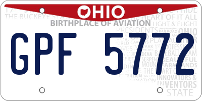 OH license plate GPF5772
