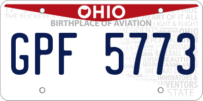 OH license plate GPF5773