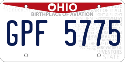 OH license plate GPF5775