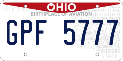 OH license plate GPF5777