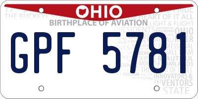 OH license plate GPF5781